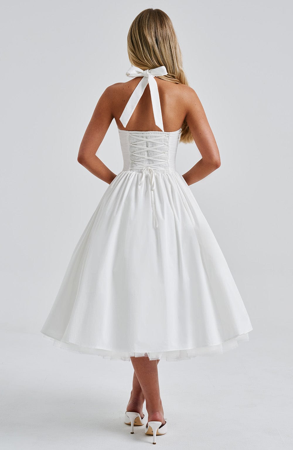 Monet Lace-up Corset Midi Dress