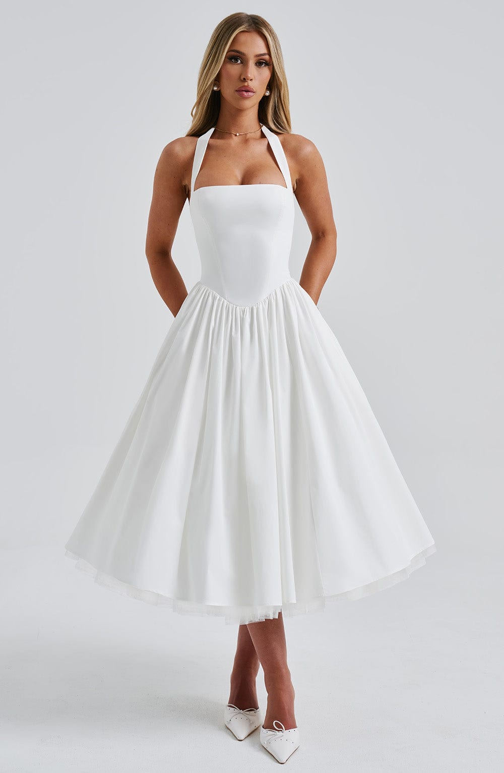 Monet Lace-up Corset Midi Dress