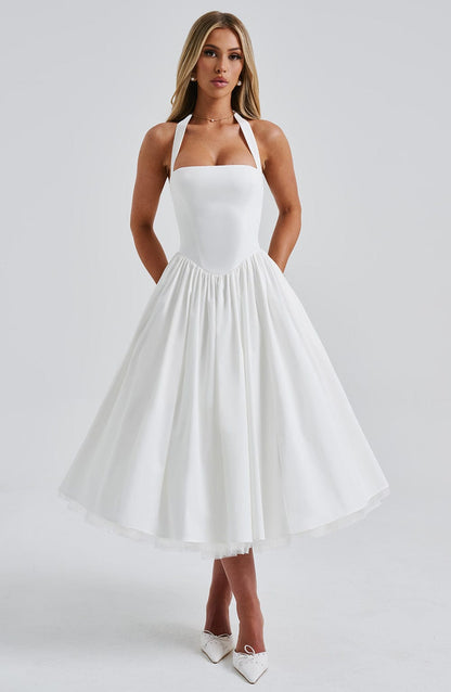 Monet Lace-up Corset Midi Dress