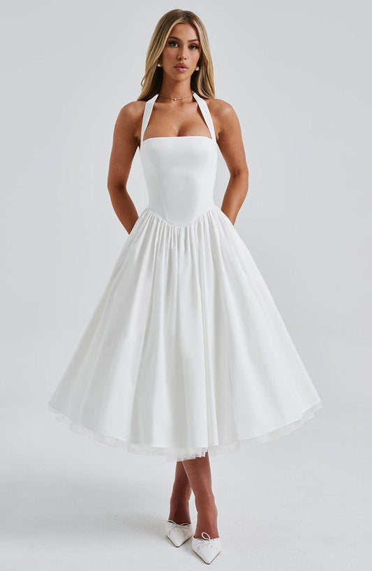 Monet Lace-up Corset Midi Dress