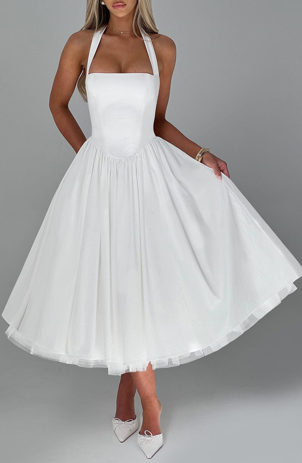 Monet Lace-up Corset Midi Dress