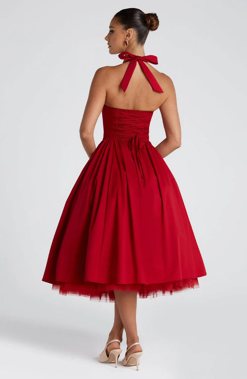 Monet Lace-up Corset Midi Dress