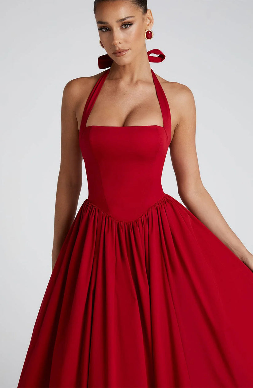 Monet Lace-up Corset Midi Dress