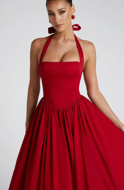 Monet Lace-up Corset Midi Dress