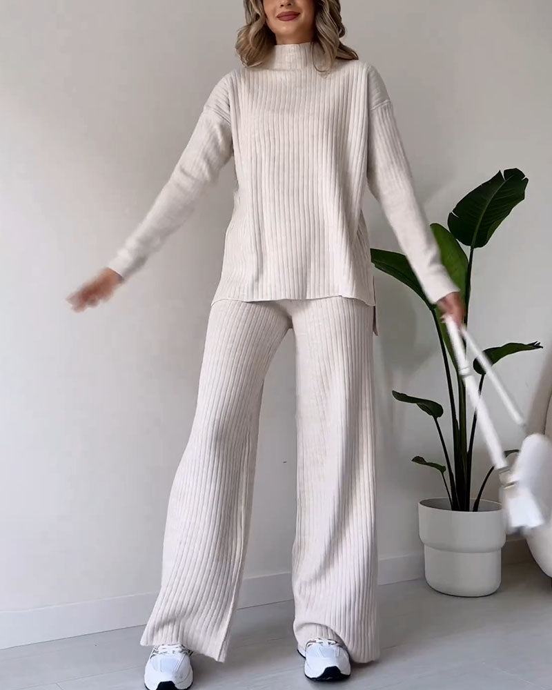 Bella Chic slit casual two-piece set