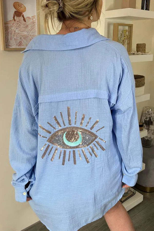 Zara Elegant Sequin Magic Eye Oversized Shirt