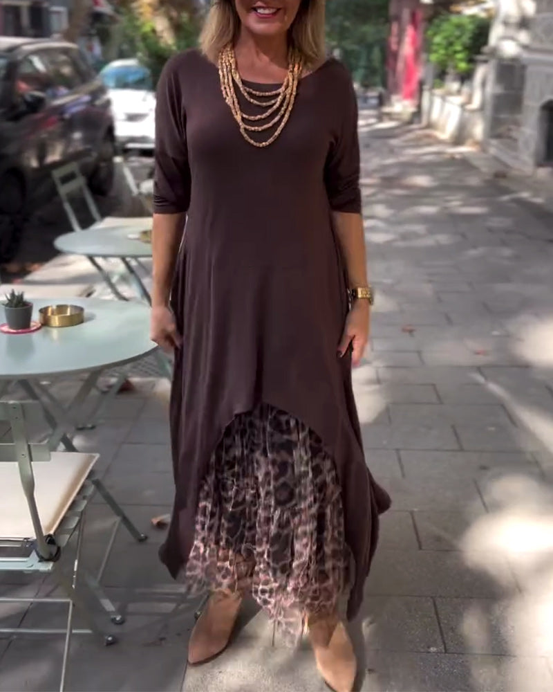 Amira Long Sleeve Dress with Tulle Effect Skirt