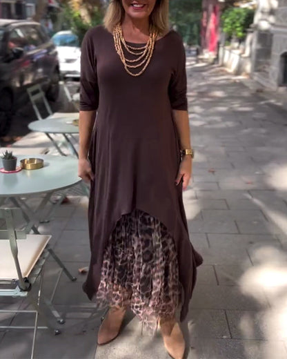 Amira Long Sleeve Dress with Tulle Effect Skirt