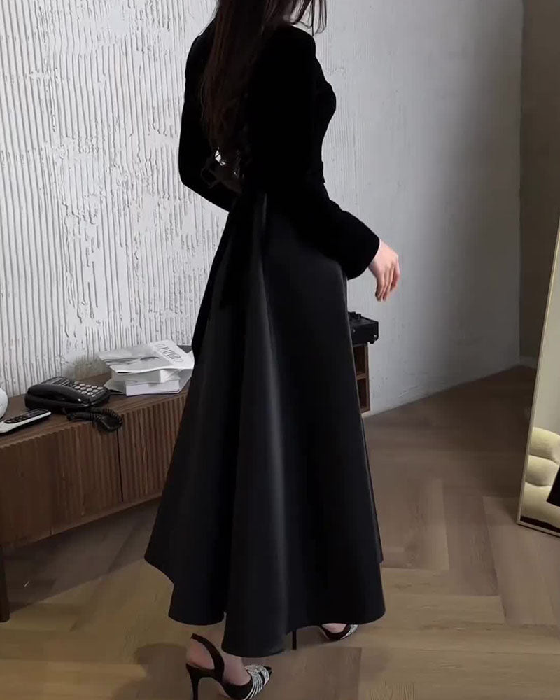 Ember Velvet Waisted Midi Dress