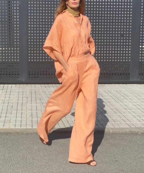 Lena Casual Summer Orange Two-Piece Set