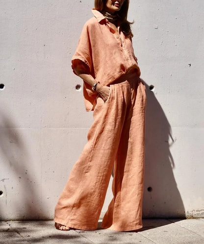 Lena Casual Summer Orange Two-Piece Set