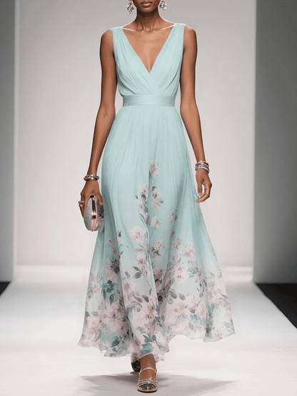 Amelia V Neck Sleeveless A-Line Maxi Dress