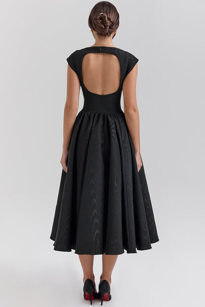 Emma Elegant Ivory Moire Satin Dress