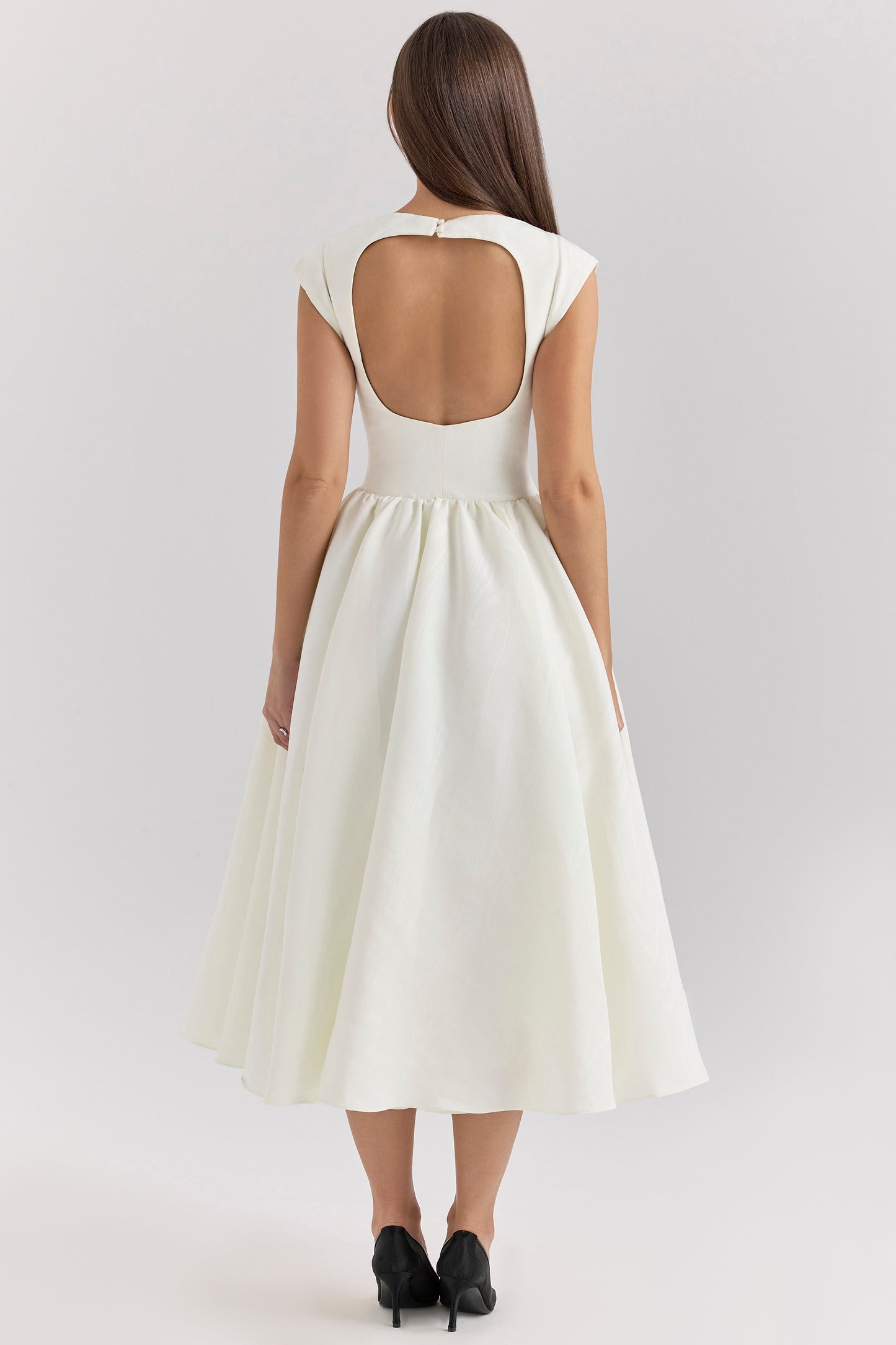 Emma Elegant Ivory Moire Satin Dress