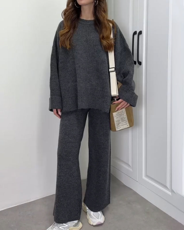 Clara - Casual Crewneck Sweater & Pants Two-piece Set