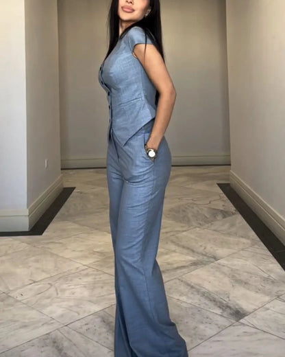 Vanessa Sleek V-Neck Pantsuit