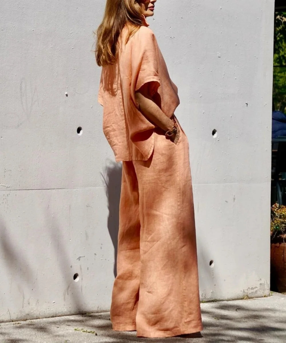 Lena Casual Summer Orange Two-Piece Set