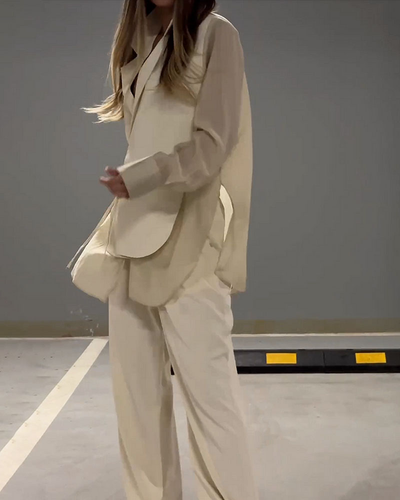 Lara Patchwork Shirt & Pants Two-Piece Set