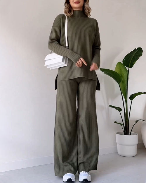 Bella Chic slit casual two-piece set
