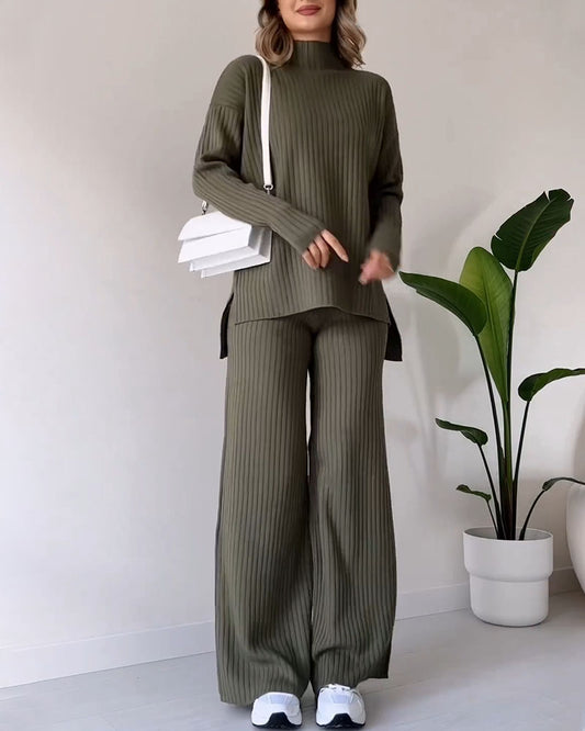 Bella Chic slit casual two-piece set