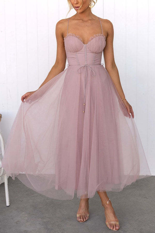 Alexa Elegant Chiffon Suspenders Party Maxi Dress