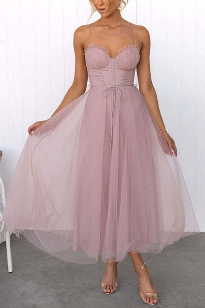 Alexa Elegant Chiffon Suspenders Party Maxi Dress