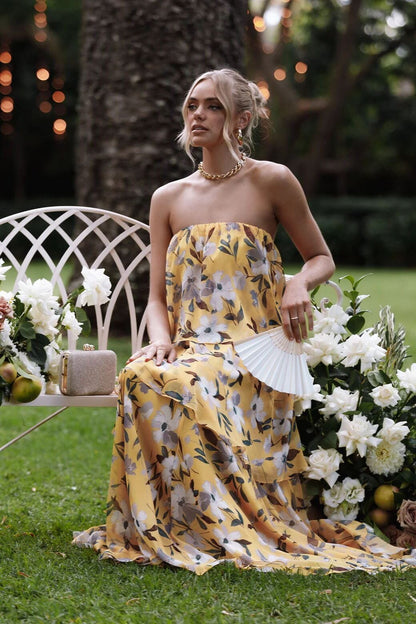 Hannah  Elegant Strapless Polka Dot Gown