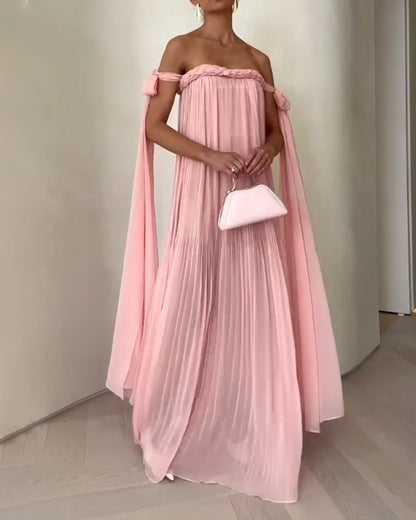 Off-shoulder Woven Lace-up Dress