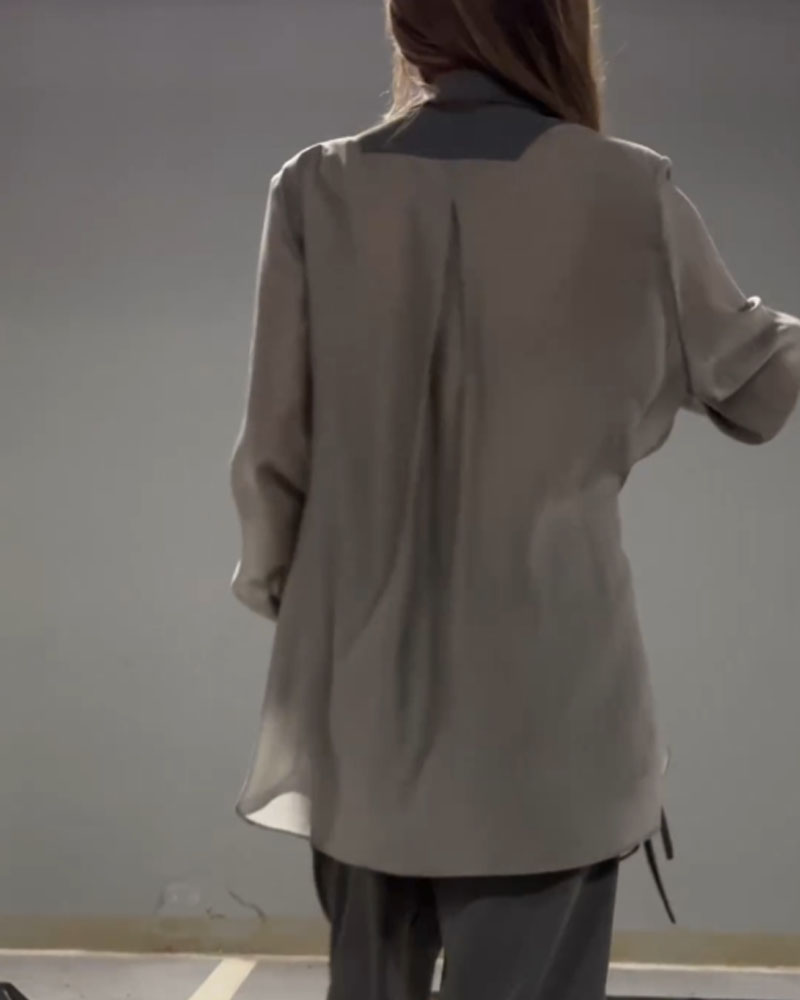 Lara Patchwork Shirt & Pants Two-Piece Set