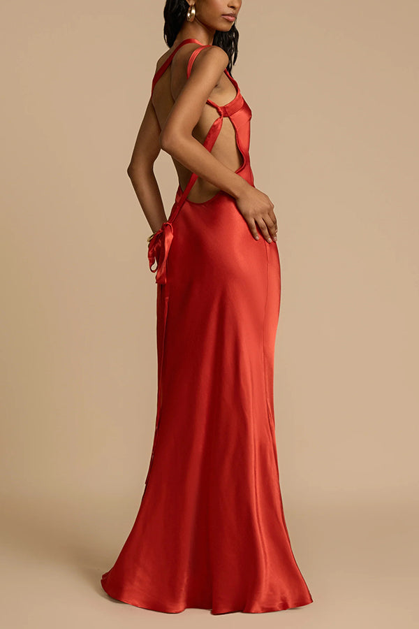 Eliza Elegant Satin One-Shoulder Backless Maxi Dress