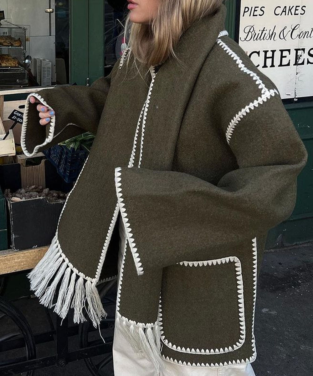 Natalie Hepburn Style Woolen Cape Coat