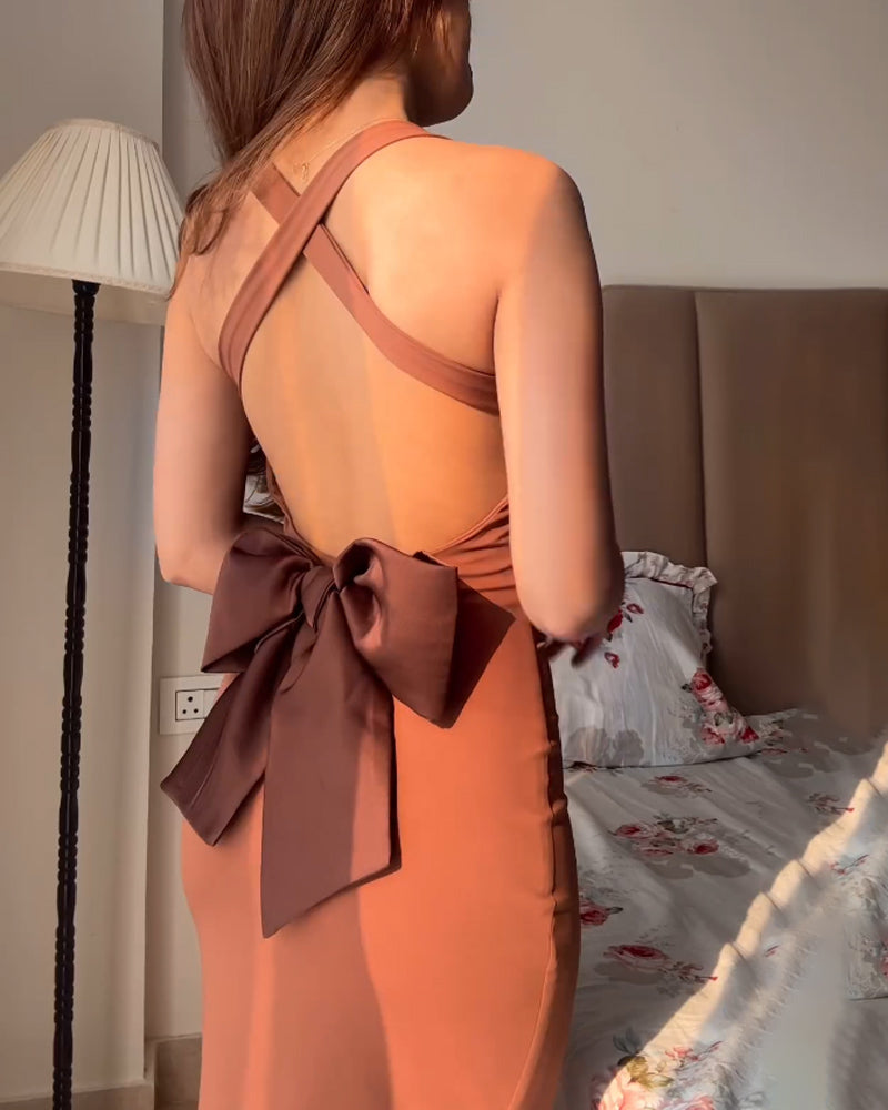 Sexy Backless Bow Dress