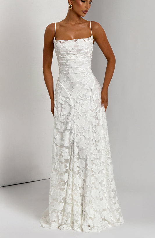 Mia Elegant Ivory Maxi Dress
