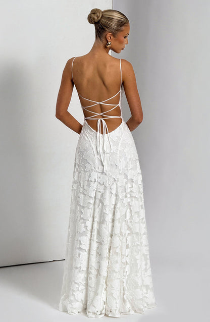 Mia Elegant Ivory Maxi Dress