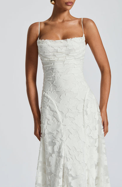 Mia Elegant Ivory Maxi Dress