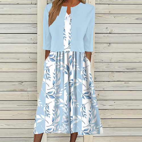 Print Midi Dress With Jacket