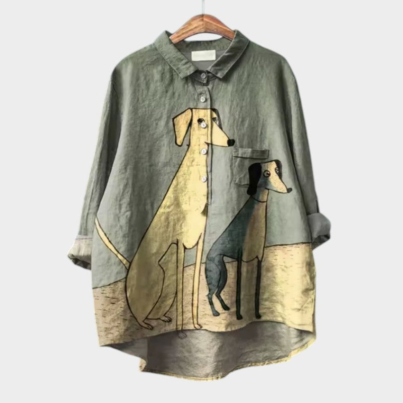 Lucy Oversized Shirt with Canine Design