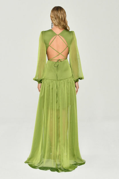 Sarah Chic Ruffle Split Maxi Dress