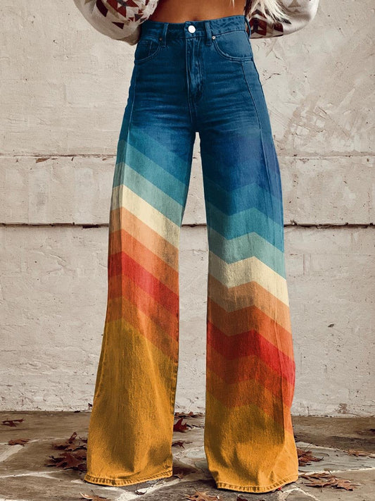 Ariel Elegant Zigzag Retro Pants