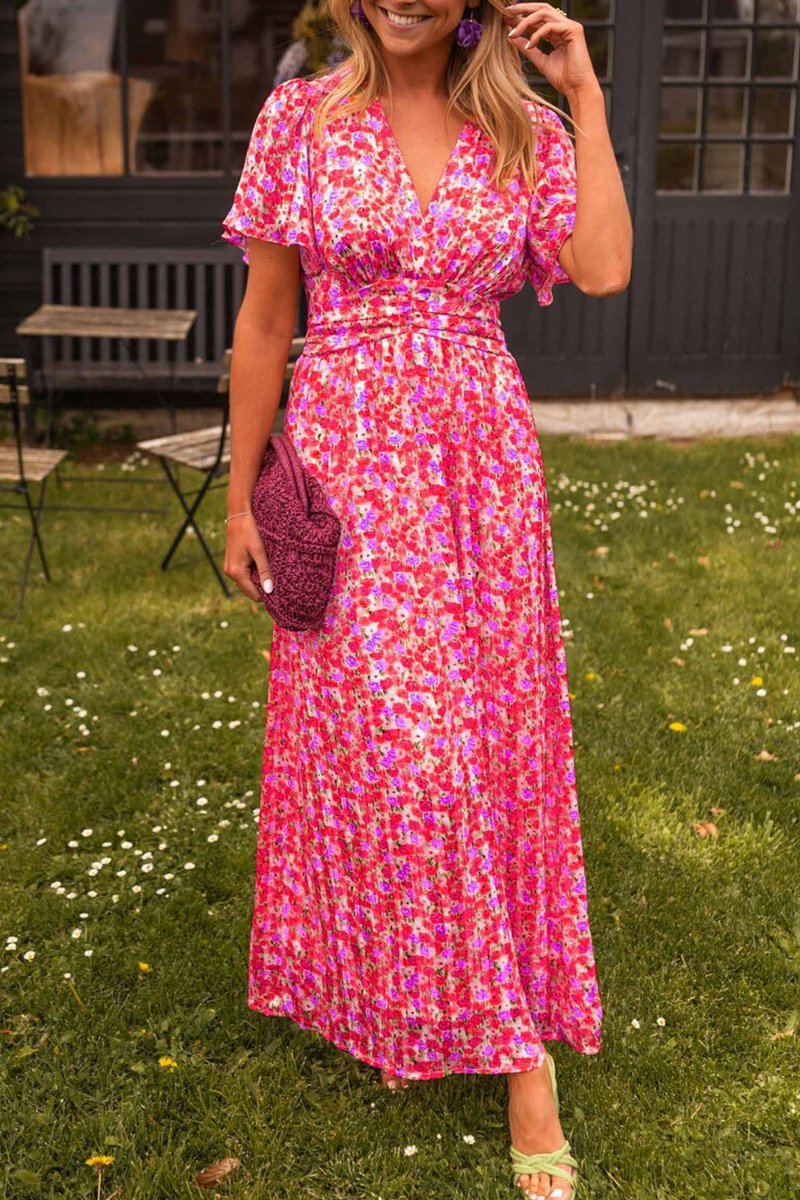 Aria Elegant Floral V-Neck Gown