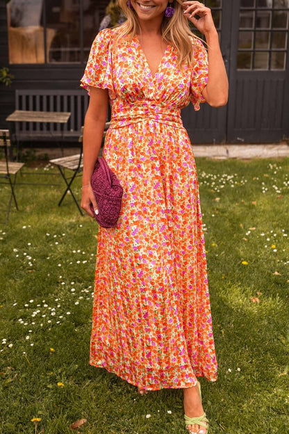 Aria Elegant Floral V-Neck Gown