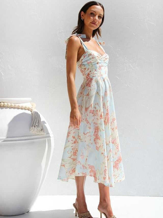 Mila Elegant Printed Strap Dress