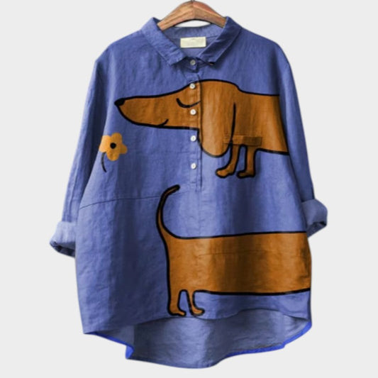 Lucy Oversized Shirt with Canine Design