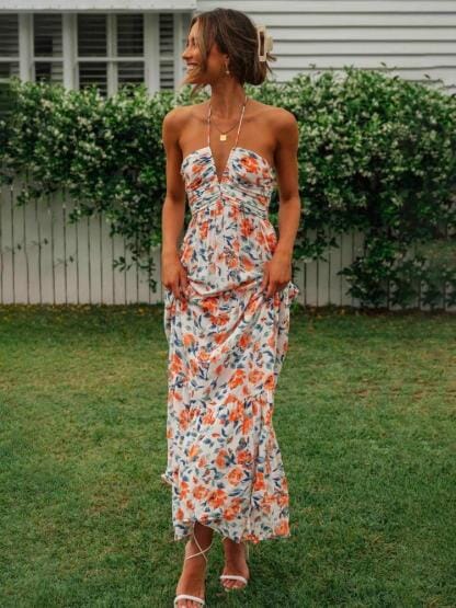 Talia Maxi Summer Dress with Halter Neck