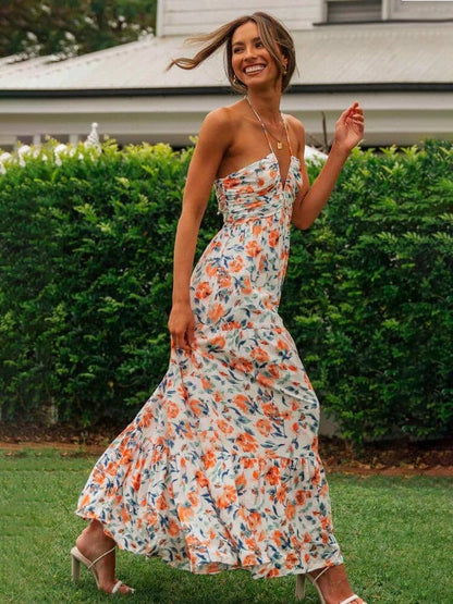 Talia Maxi Summer Dress with Halter Neck