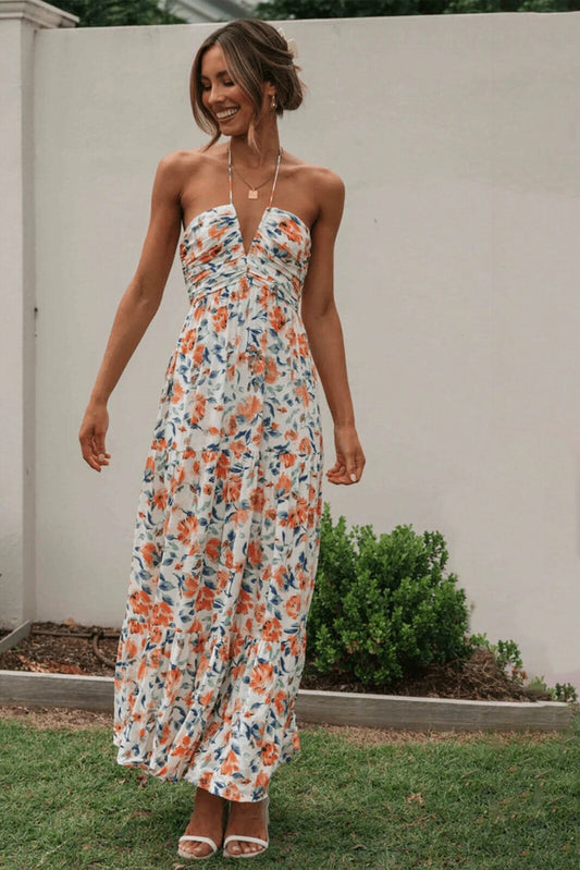 Talia Maxi Summer Dress with Halter Neck