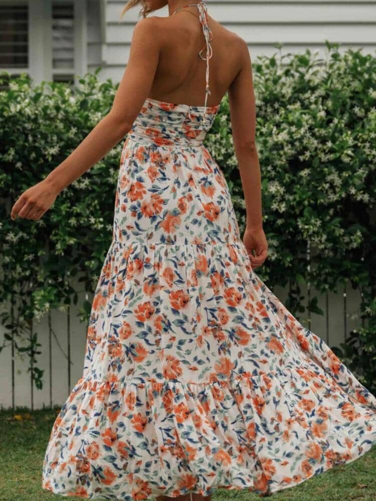 Talia Maxi Summer Dress with Halter Neck