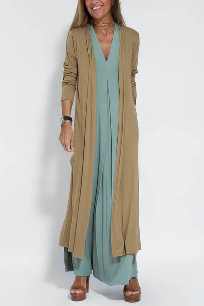 Aria Elegant Long Dress with Free Matching Cardigan