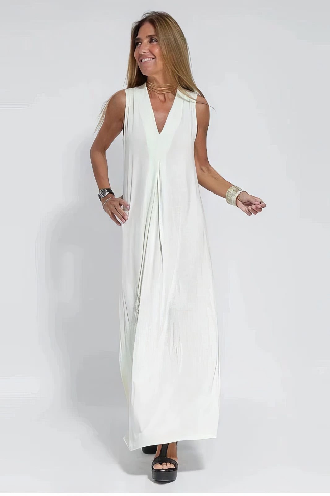 Aria Elegant Long Dress with Free Matching Cardigan